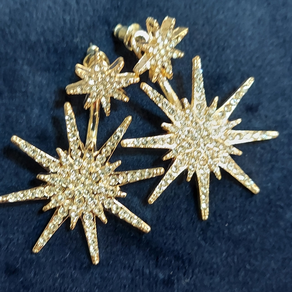 2 in 1 Star CZ Earrings - Picture 5 of 7